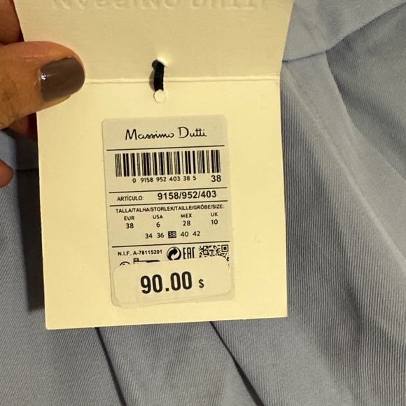 Massimo Dutti Sky Blue Wide-Leg Pants - Picture 5 of 5